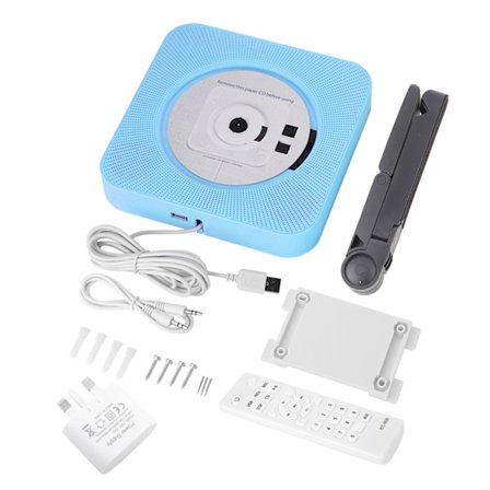 Uusi seinälle asennettava Bluetooth-CD-soitin kaiuttimella ja kaukosäätimellä (sininen)