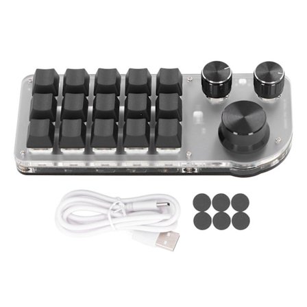 15 taster 3 knapper programmerbar tastatur kablet USB trådløs Bluetooth blå bryter mini makro mekanisk gaming tastatur