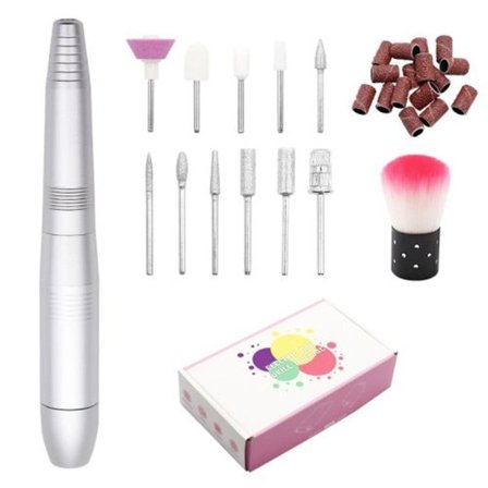 Neglekvern, neglefjerner, hel aluminium, USB-plugg, elektrisk neglefil