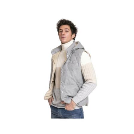 Brunello Cucinelli, Light sleeveless hooded jacket Grijs, Heren, Maat:L