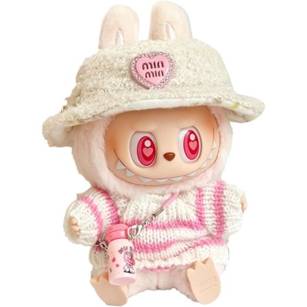 Tøj til 17 cm, Labub plys, krammedyr, tøj, outfit, kun tøjtilbehør til 17 cm, labordeaux, plystrøje, hættetrøje, Just Clothes