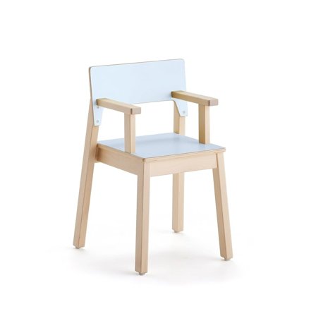 Children's chair LOVE with armrests, H 380 mm, birch, blue laminate