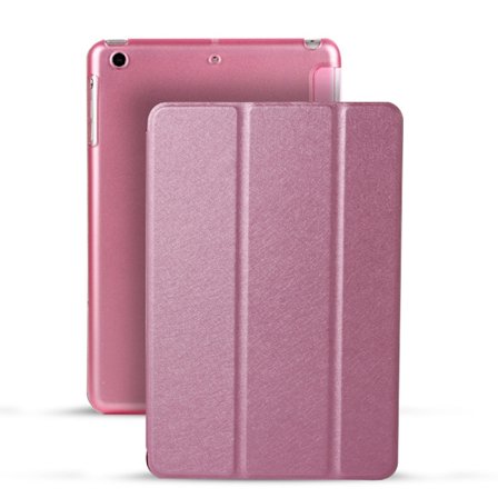 Etui for iPad 9.7" 2017/2018/5/air1/air2 rosa silketekstur, ett stykke, smart sleep, hard bunn i lær