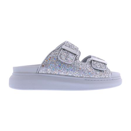 Alexander McQueen, Oversized Hybrid Slides Szary, Kobieta, Rozmiar: 39 EU