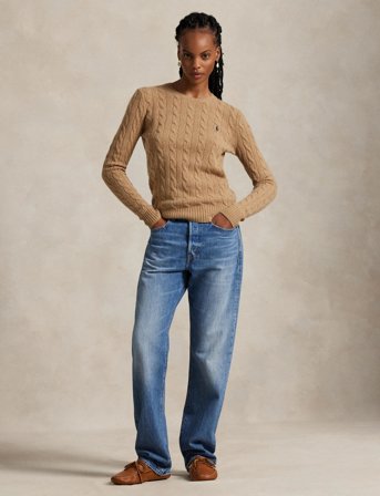 Polo Ralph Lauren Cable Wool-Cashmere Crewneck Sweater - Beige - XS