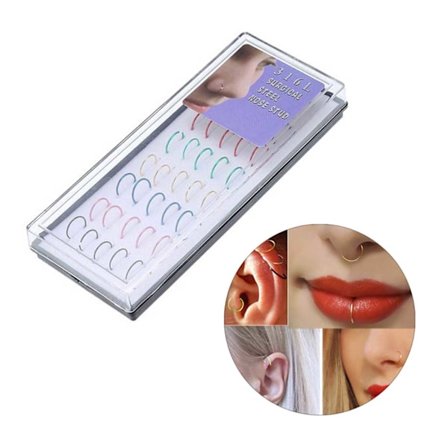 40-pack Fake Piercing Ears Lip Nose Ring Septum Lip Ring