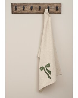 Kökshandduk med broderad rosett 1-pack Grön - Jul - Linea