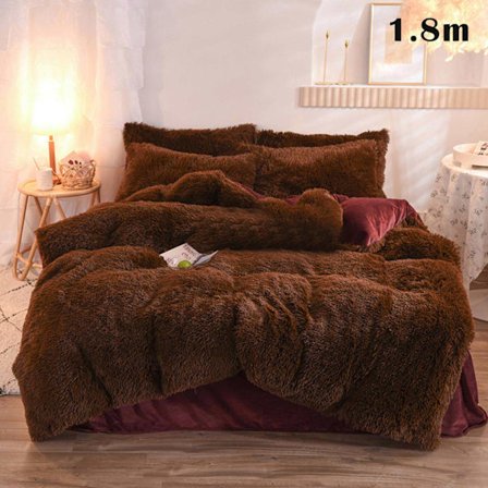 4 st/ set Färgglada fluffiga sängkläder Set Långt plysch cover Lakan Örngott Set