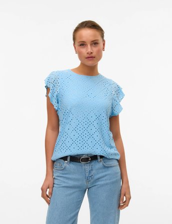 Vero Moda Vmtassa Sl Frill Top Noos - Blue - M