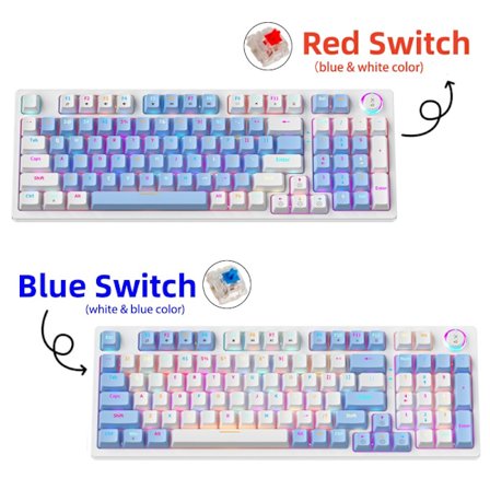 98-tangenters Mekaniskt tangentbord Fullstorlek Hot-Swappable RGB Bakgrundsbelyst USB Kabelansluten PC Gaming Tillbehör Ergonomiska Tangentbord