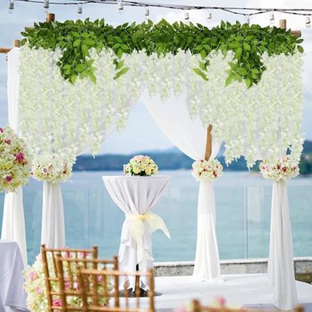 24 Pakk Kunstige Wisteria Hengende Blomster, 3,6 fot Hvit for Bryllup, Fest White 3.6Ft * 24