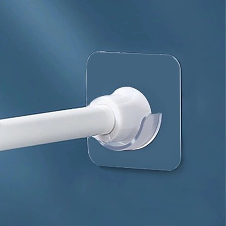 Fjäderbelastad stånghållare, 4-pack små transparenta duschstångsfästen utan borrning, liten självhäftande spännstångsfäste_tfrf