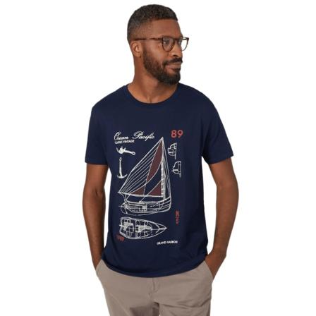 Maine Herr Segelbåt T-shirt 3xl Marinblå