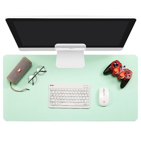 PU-läder skrivbordsmatta, utökad musmatta, vattentät skrivbordsunderlägg, ultratunn stor laptop tangentbordsmatta (grön), enkel-sidig