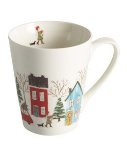 Porslinsmugg Vinter med handritat tryckt motiv 2-pack Vit - Nääsgränsgården