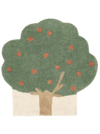 Küchenteppich Apple Tree 150X150 Baumwolle Grün/Terrakotta