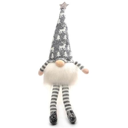 Grå Långbenad Jultomteluva Tomte Docka Ornament Belysning Söt Cartoon Tomte Elf Hem Dekoration Julfirande Skrivbord Grå Långben