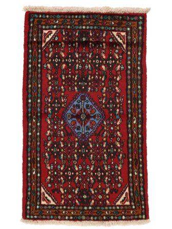 Hosseinabad Rug 75X125 Black/Dark Red Wool, Persia