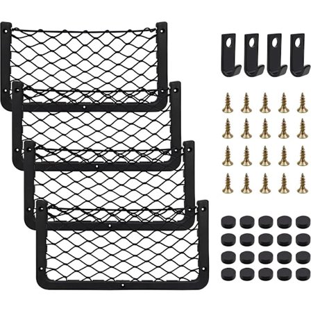 ING Oppbevaringsnett Bil - 4 stk Bagasjenett Campingvogn - 36 X 18 cm Elastisk Bagasjenett Med Kroker - Lastebil Caravan