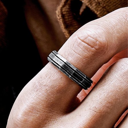 Pearce Recta Vintage and Black Ring for Men - Steel rings