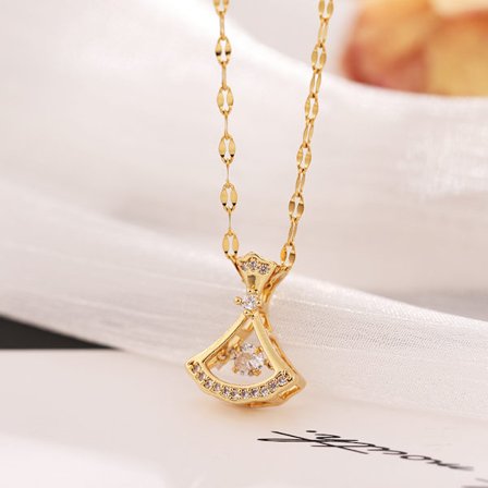 Nytt halsband i titanstål, modernt, enkelt, litet designhänge