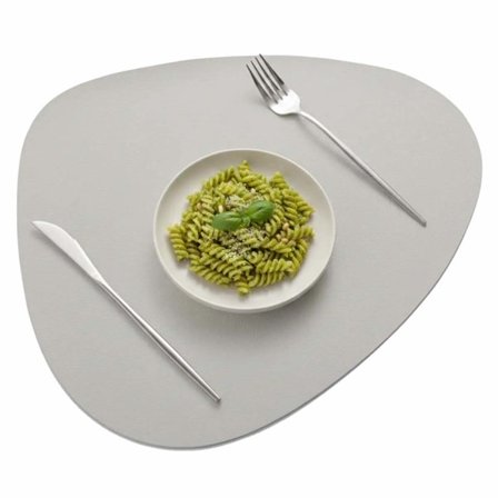 4-pakning Dekkebrikke i Kunstskinn Avrundet Lysegrå 43x36cm