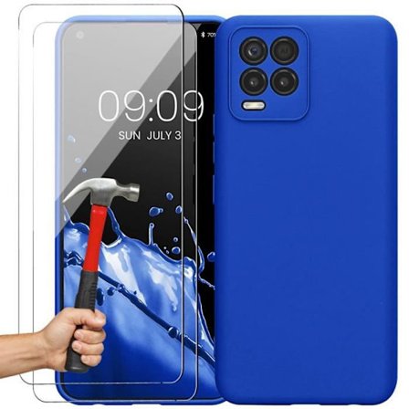 skyddande skal - realme - 8 Pro - stötsäker - slitstark silikon - 2 härdade glas
