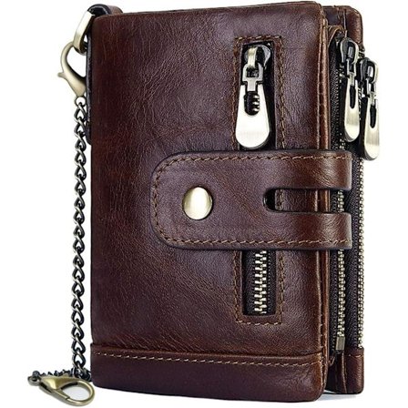 Miesten lompakko (Kahvi, Väriero) Nahka RFID-suojaus