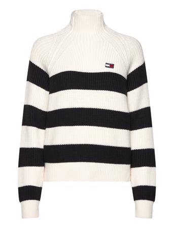 Tjw Stripe Mocknck Badge Sweater Tommy Jeans White