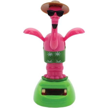 CDQ Flamingo med solglasögon Solfigur Plast Rosa/Grön/Brun 7 x 6 x 11,5 cm