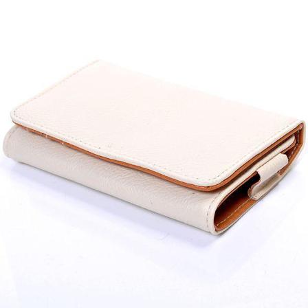 Amecs - Universellt Fodral Av Äkta Läder Med Plånbok (vit)