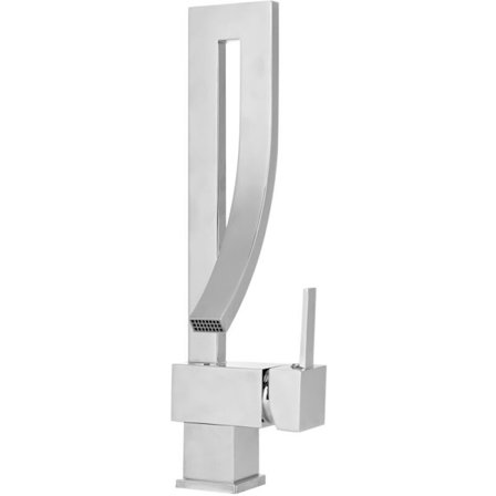 G1/2 Tvättställsblandare med vattenfallsutlopp, Blandare för varmt och kallt vatten, Badrumstillbehör med borste.