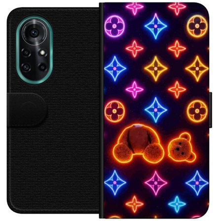 Kompatibel Tegnebogsetui til Huawei Huawei nova 8 Pro Neonfarvet luksusmønster med glødende teddybjørn i pop art-æstetik