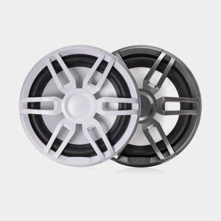 Subwoofer marino Fusion XS Sport RGB SUB XS-SL10SPGW, 10", 400 W, blanco, para montaje empotrado, con frontal blanco / gris + iluminación RGB