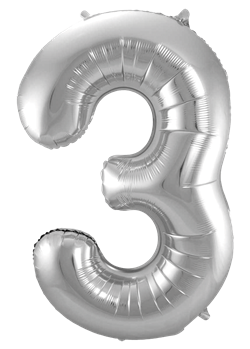 Sifferballong Jumbo 86 cm Silver "0-9" Siffra 3