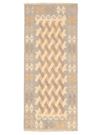 Orientalischer Hell Nomad Kelim Teppich 84X191 Läufer Orange/Beige Wolle, Persien/Iran