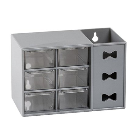 Pen Desk Shelf Støvtett 6 Skuffer Pen Organisasjons Oppbevaring Hylle for Studenter Kontor Folk Grå