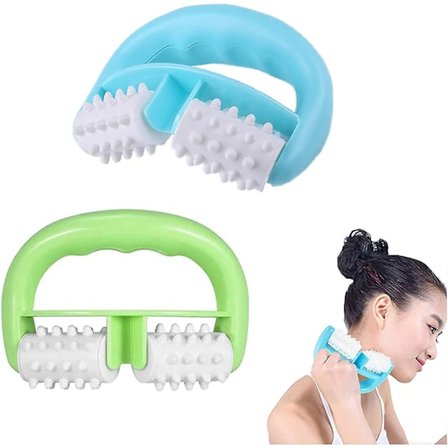 2 stk Anti-cellulitt D-håndtak Massasje Rulle Massasjeapparat Blå Grønn