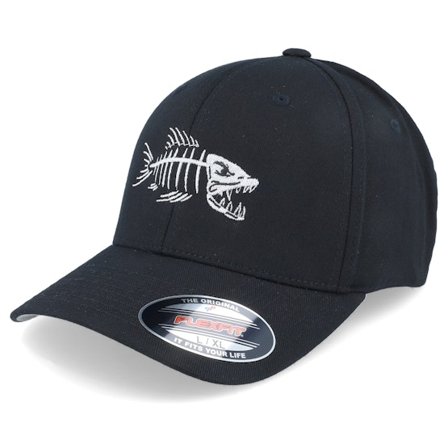 Skillfish - Černá flexfit Kšiltovka - Fish Bones Black Flexfit @ Hatstore