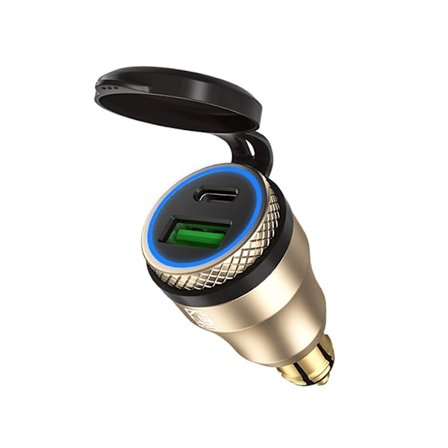 PD Billader USB Type-C Hurtiglading Biltelefonadapter 12V-24V Doble Porter Strømuttak for Bil Båter