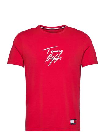 Cn Ss Tee Logo T-shirts Short-sleeved Punainen Tommy Hilfiger