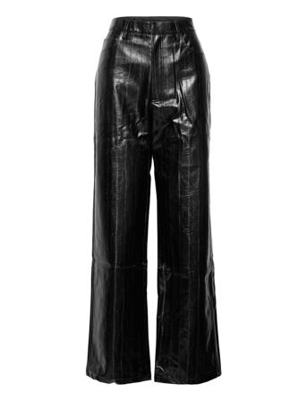 Pants Pu Straightleg Vida Byxor Svart ROTATE Birger Christensen