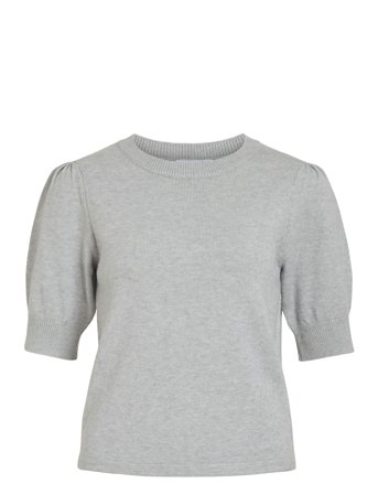 Viril 2/4 Sleeve O-Neck Knit Top - Noos Grey Vila