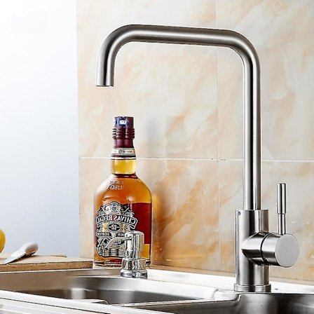 Köksblandare 7-formad 304 Borstat Stål, 360, avtagbar strålsamlare Antikalk Kökskran