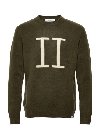 Encore Intarsia Recycled Knit Neulepaita Pyöreä Kaula-aukko Khaki Green Les Deux
