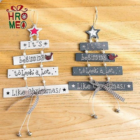 Juledekoration i træ - Store hængende juledekorationer til hjemmet, jule dørdekoration