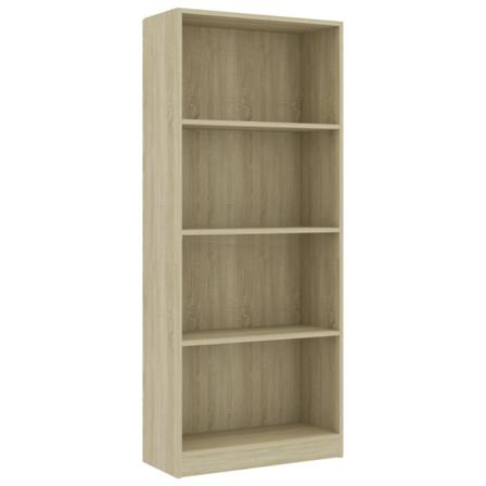 Vidaxl Bokhylla 4 Hyllor Sonoma-ek 60x24x142 Cm Konstruerat Trä Brun