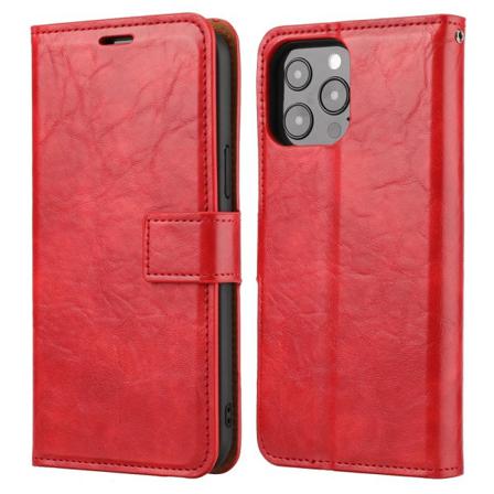 Skalo Iphone 13 Crazy Horse Magnet 2i1 Plånbok - Röd Röd