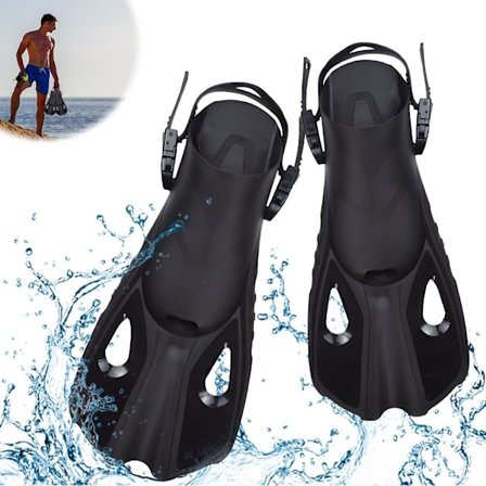 Dykfenor, justerbara korta fenor storlek 42-47 halkfria simfenor korta fenor för vuxna kvinnor och män snorkelfenor simträning LXL