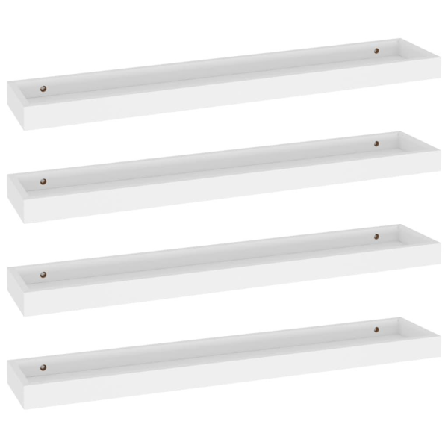 Vidaxl Vägghyllor Med Kant 4 St Vit 80x15x4 Cm Mdf Vit